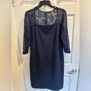 SLNY Fashions New York Sequin Lace 3/4 Sleeve Sheath Dress Formal Size 14